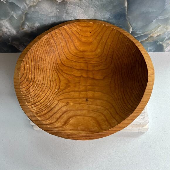 Vintage Primitive Folk Art Hand Carved Wood Serving Bowl 11" MCM - Picture 2 of 10